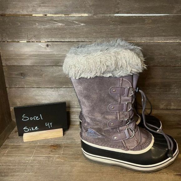 Kids Childrens Sorel Joan of Arctic Snow Winter Waterproof Boots Size 4 GUC - Picture 1 of 6
